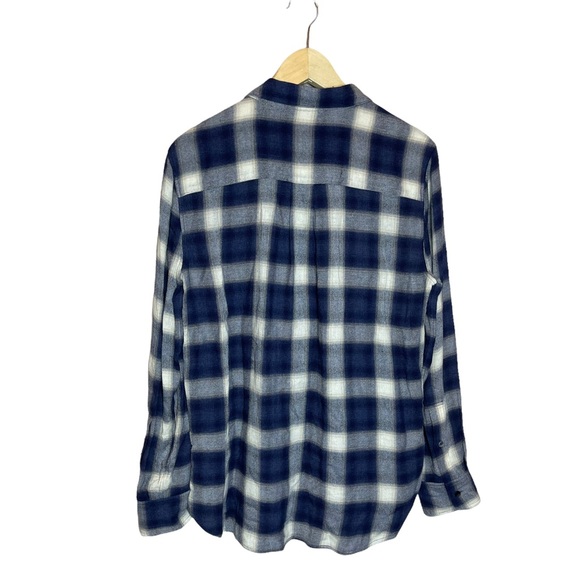 Theory Simara Wool Blend Button Up Plaid Top Size Medium - Picture 3 of 8